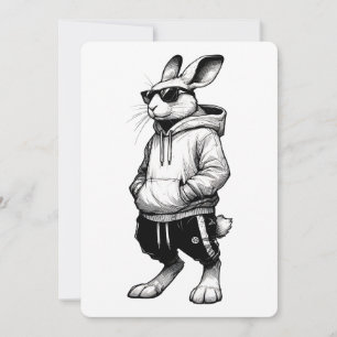 Bunny Face With Sunglasses Happy Easter Day Holiday Card