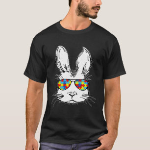 Bunny Face With Sunglasses Puzzle Piece Autism Eas T-Shirt
