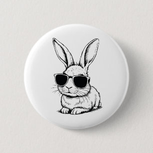 Bunny Face With Sungles Easter Day For Boys Men Ki 6 Cm Round Badge