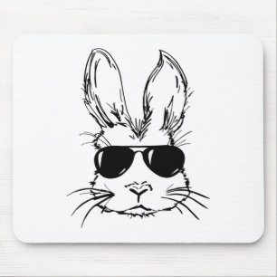 Bunny Face With Sungles Easter Day For Boys Men Ki Mouse Pad