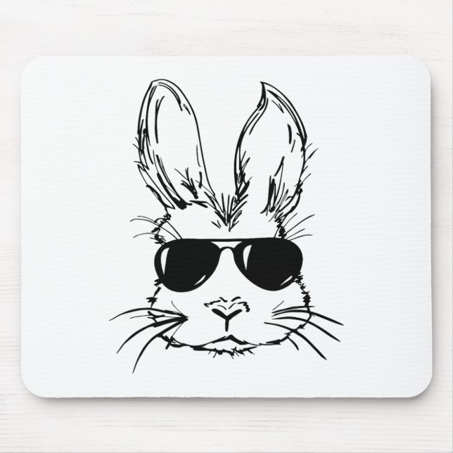 Bunny Face With Sungles Easter Day For Boys Men Ki Mouse Pad (Front)