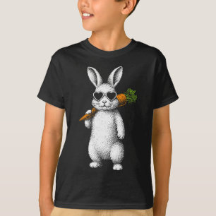 Bunny Face With Sungles Easter Day For Boys Men Ki T-Shirt
