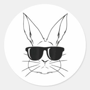 Bunny Face With Sungles For Boys Men Kids Easter D Classic Round Sticker