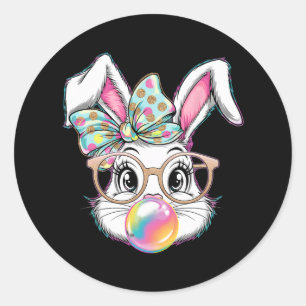 Bunny Face With Sungles For Boys Men Kids Easter D Classic Round Sticker
