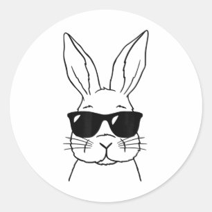 Bunny Face With Sungles For Boys Men Kids Easter D Classic Round Sticker