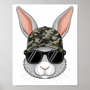 Bunny Face With Sungles For Boys Men Kids Easter D Poster