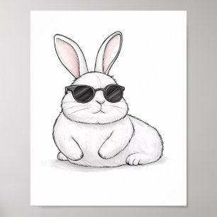 Bunny Face With Sungles For Boys Men Kids Easter D Poster