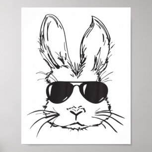 Bunny Face With Sungles For Boys Men Kids Easter D Poster