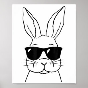 Bunny Face With Sungles For Boys Men Kids Easter D Poster