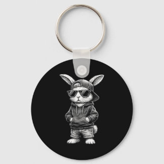Bunny Face With Sungles Funny Easter Day For Boys  Key Ring