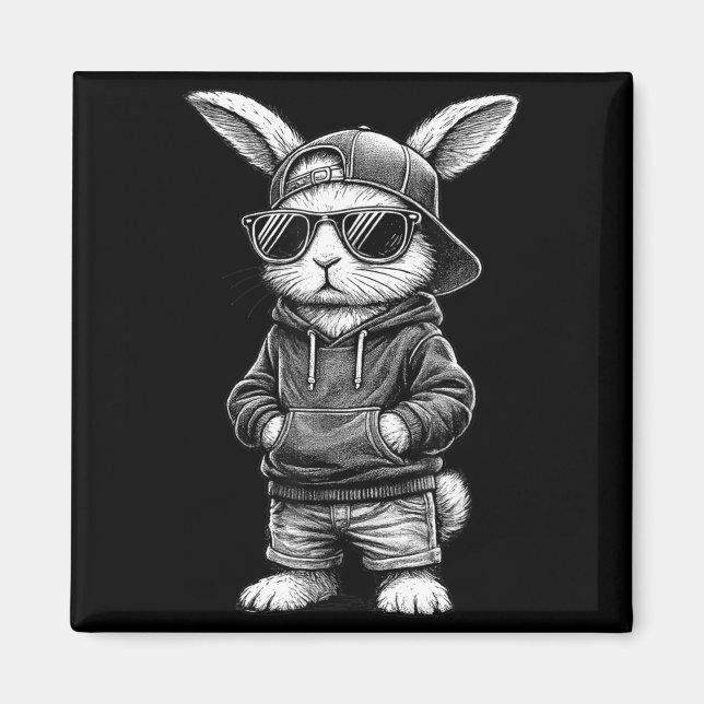 Bunny Face With Sungles Funny Easter Day For Boys  Magnet (Front)