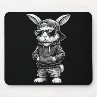 Bunny Face With Sungles Funny Easter Day For Boys  Mouse Pad