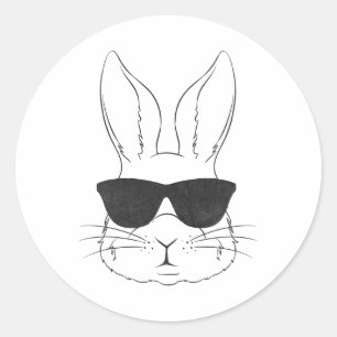 Bunny Face With Sungles Rabbit Easter Day Boys Men Classic Round Sticker