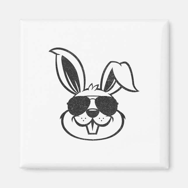 Bunny Face With Sungles Rabbit Easter Day Boys Men Magnet (Front)