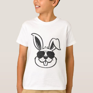Bunny Face With Sungles Rabbit Easter Day Boys Men T-Shirt