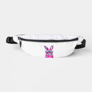 Bunny Face with Tie Dye Glasses Happy Easter Day M Bum Bags