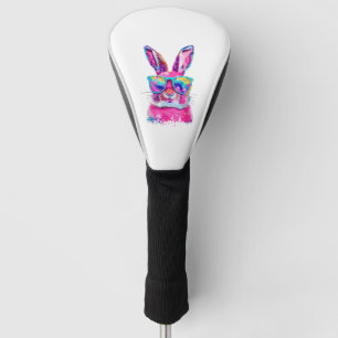 Bunny Face with Tie Dye Glasses Happy Easter Day M Golf Head Cover