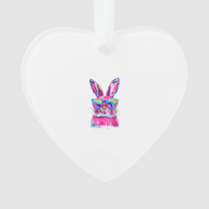 Bunny Face with Tie Dye Glasses Happy Easter Day M Ornament