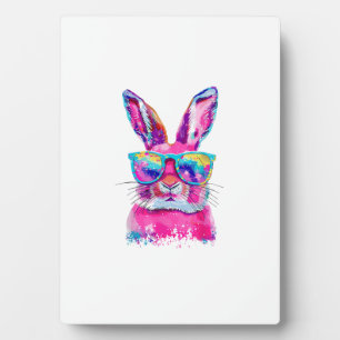 Bunny Face with Tie Dye Glasses Happy Easter Day M Plaque