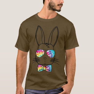 Bunny Face With Tie Dye Sunglasses & Bow Tie Easte T-Shirt