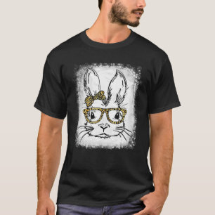 Bunny Faces Ties Dyes Easter Day Glasses Headbands T-Shirt