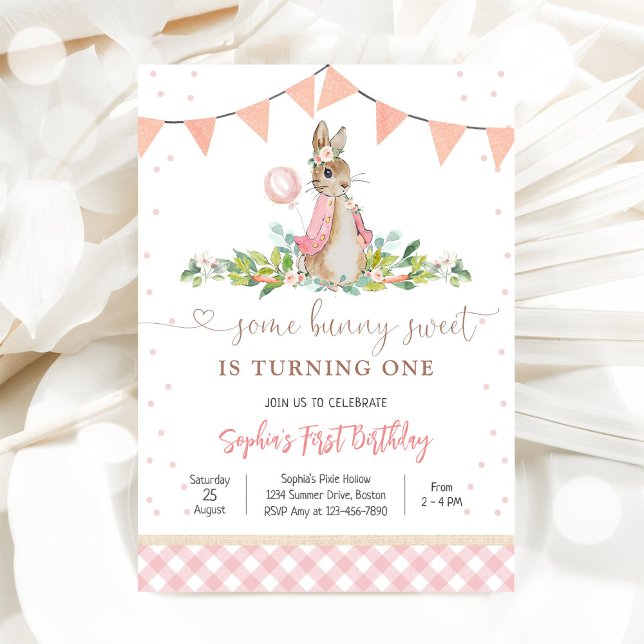 Bunny First Birthday Invitation (Creator Uploaded)