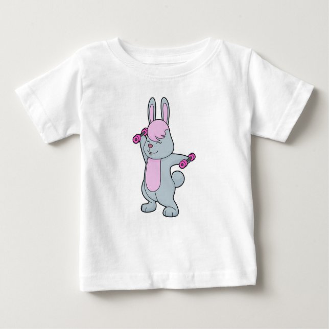 Bunny Fitness Dumbbell Baby T-Shirt (Front)