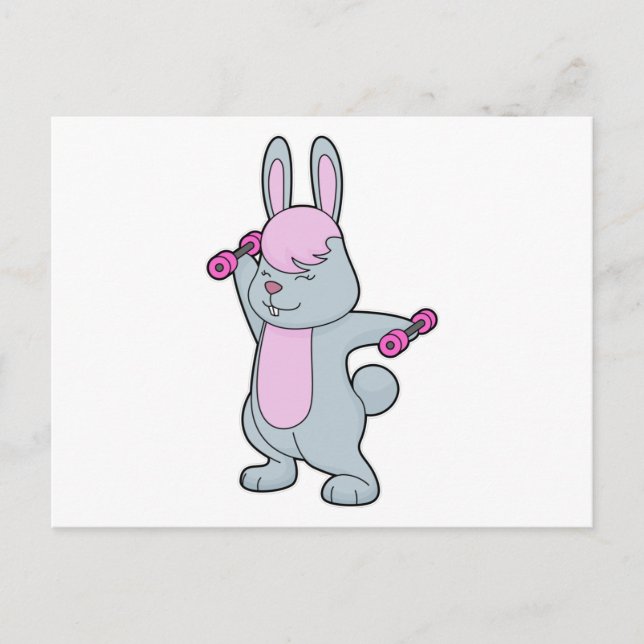 Bunny Fitness Dumbbell Postcard (Front)