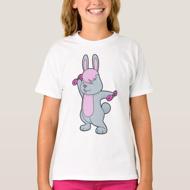 Bunny Fitness Dumbbell T-Shirt (Front)