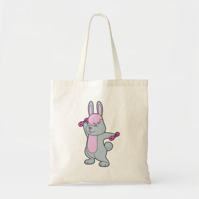 Bunny Fitness Dumbbell Tote Bag (Front)