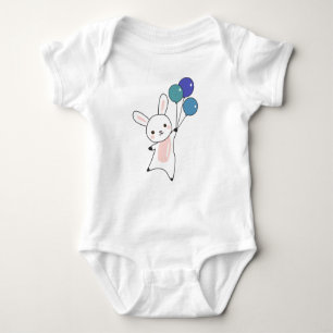 Bunny Flies Balloons Above Cute Animals For Kids Baby Bodysuit
