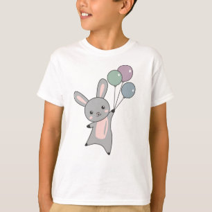 Bunny Flies Balloons Above Cute Animals For Kids T-Shirt