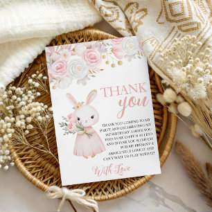 Bunny Floral 1st Birthday Thank You Invitation