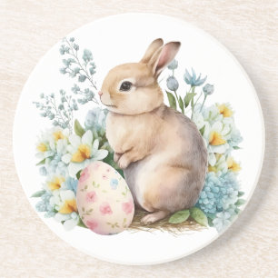 Bunny & Floral Egg  Coaster