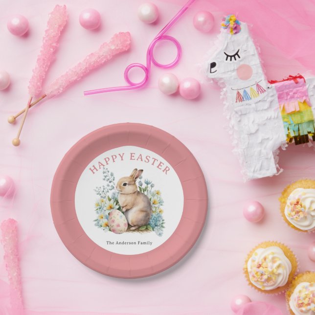 Bunny & Floral Egg Paper Plate (Party)