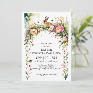 Bunny Floral Garland Easter Eggstravaganza Invite