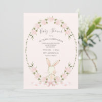 Bunny Floral Hydrangeas Pink Girl Baby Shower