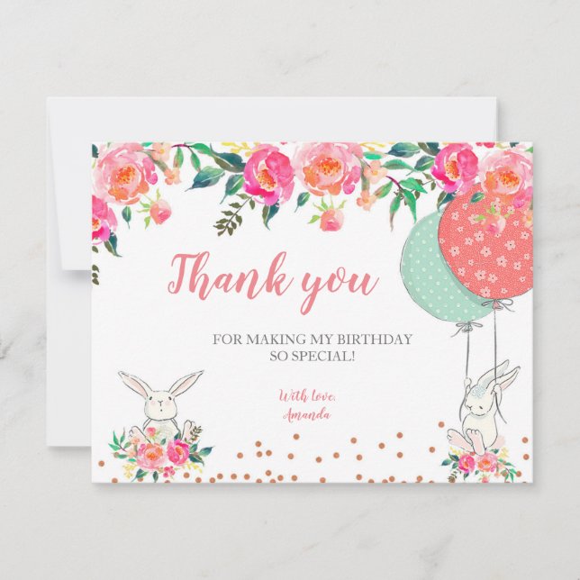 Bunny Floral Thank you card (Front)