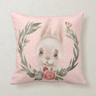 Bunny Floral Wreath  Cushion