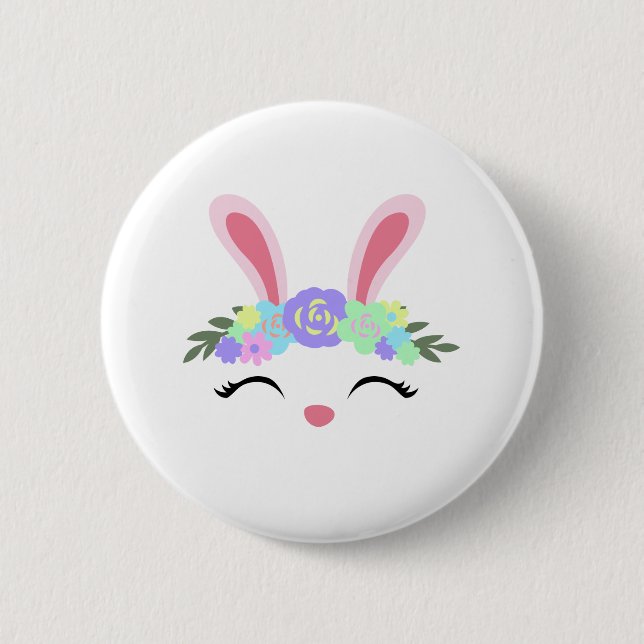 Bunny Flower Crown 6 Cm Round Badge (Front)