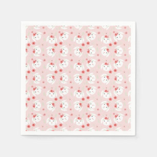 Bunny Flower Crown Pink Napkin