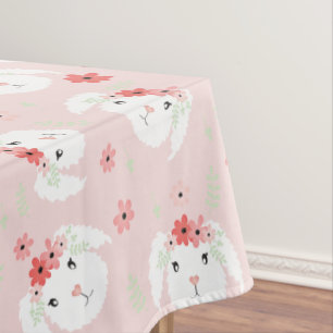 Bunny Flower Crown Pink Tablecloth