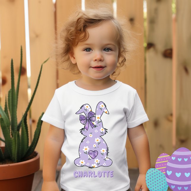 Bunny Flowered Print Purple T-Shirt (Creator Uploaded)