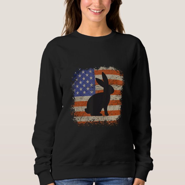 Bunny for men gift bunnies american flag patriotic sweatshirt (Front)