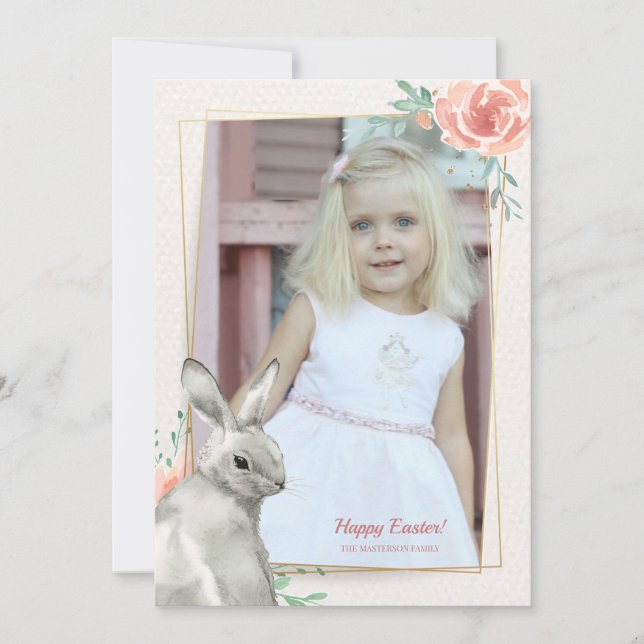 Bunny Frame Photo Easter Card (Front)