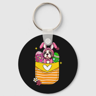 Bunny French Bulldog Easter Chocolate Eggs Inside Key Ring