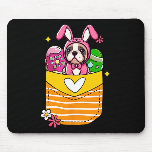Bunny French Bulldog Easter Chocolate Eggs Inside  Mouse Pad (Front)