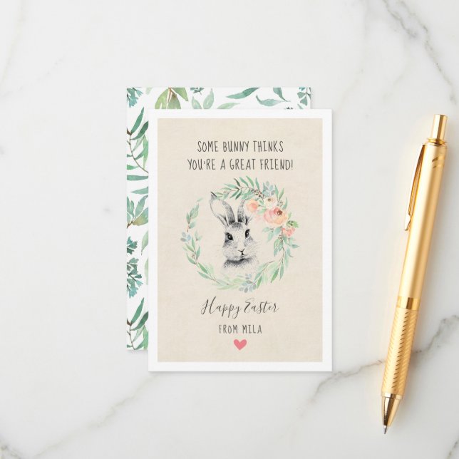 Bunny Friend Kids Easter Cards (Front/Back In Situ)