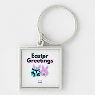 Bunny Fuzzies Premium Square Keychain