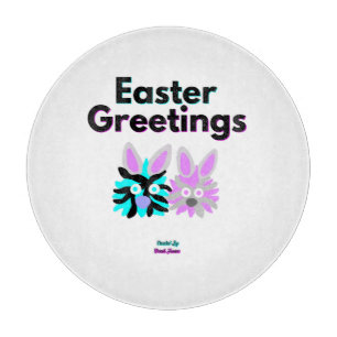 Bunny Fuzzies Round Glass Cutting Board 30.4 cm